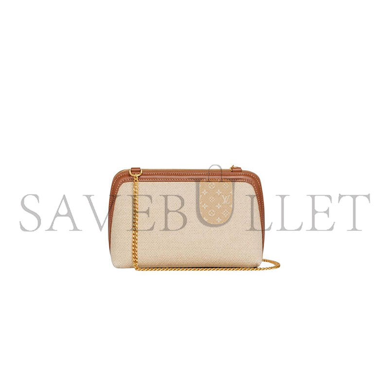 Ce1i*e clutch on chain cuir triomphe in textile and calfskin 10e382dtl-02nt (16.5*11*8cm)
